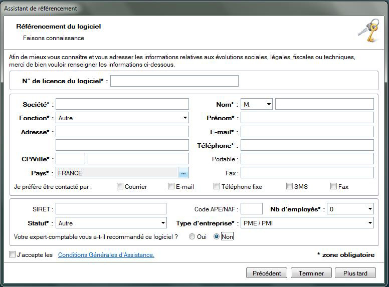 Référencement d'un logiciel Ciel
