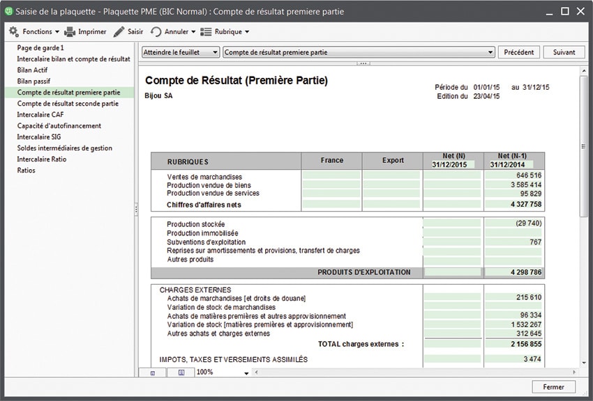 Ciel etats comptables et fiscaux