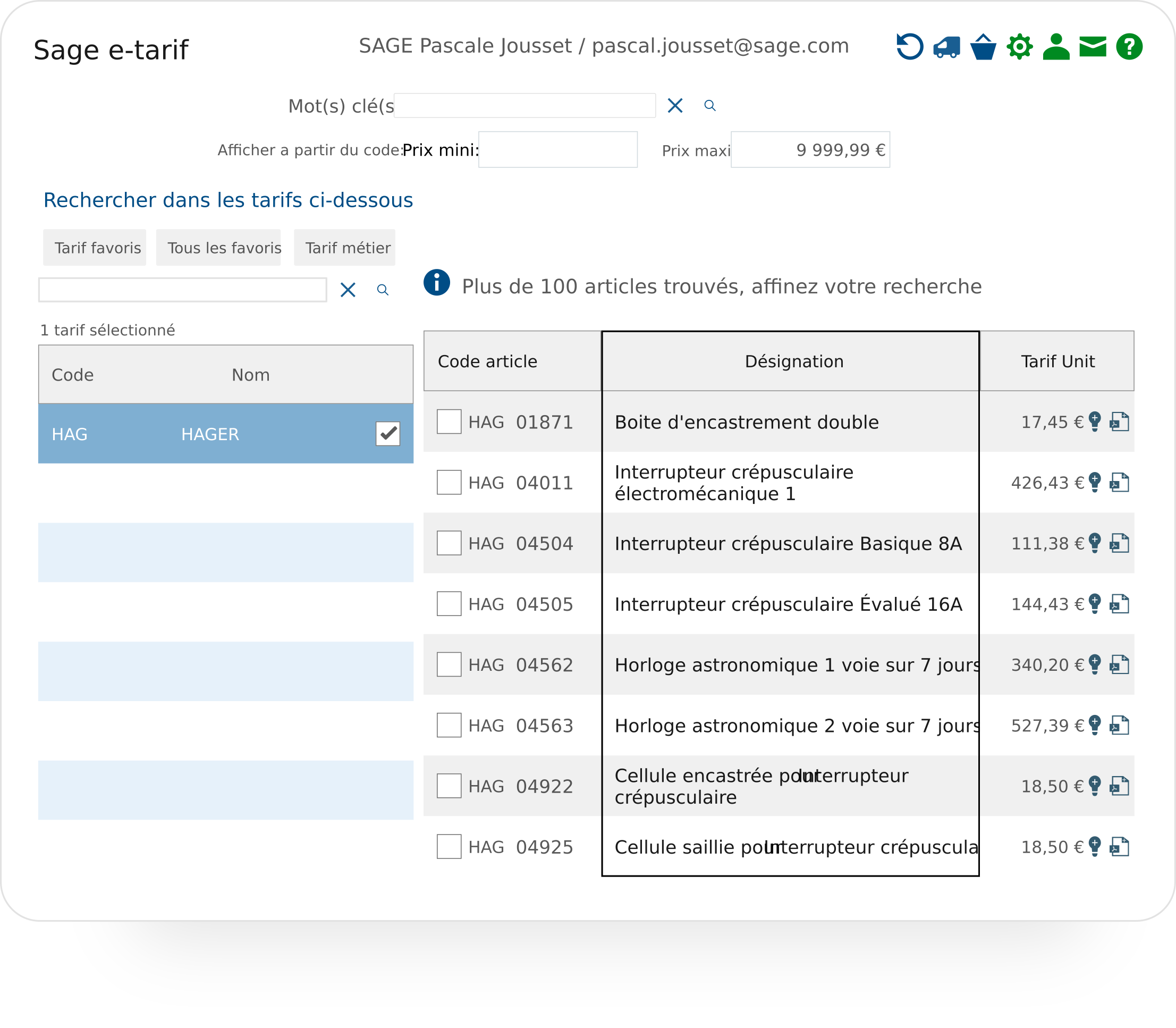 Sage Batigest Connect e-tarif