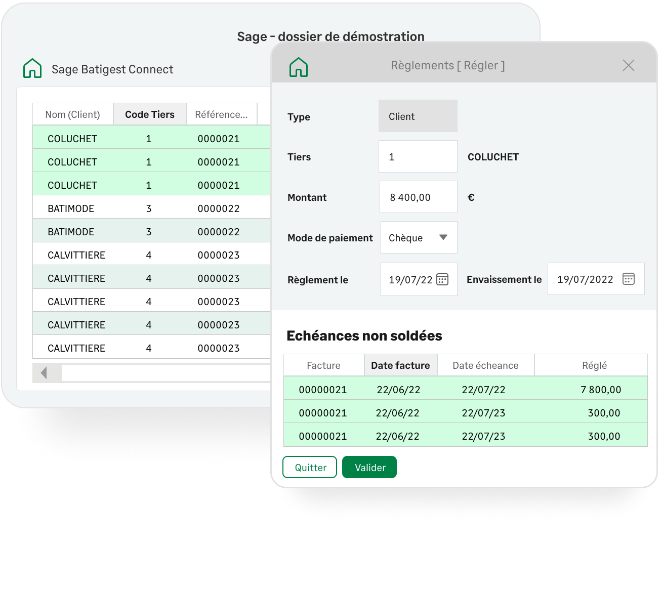 Sage Batigest Connect gestion des règlements