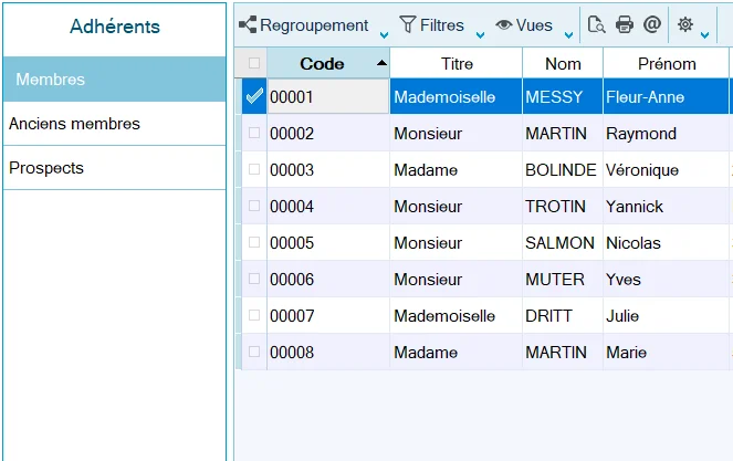 Ciel Associations Evolution liste des adhérents